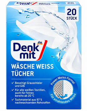 Серветки для відновлення білизни тканин Denkmit W&auml;sche Weiss T&uuml;cher, 20 шт SH-0401 фото