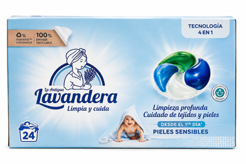 Капсули для дитячого та делікатного прання Lavandera Pieles Sensibles 4в1, 24 шт SH-0076 фото