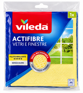 Vileda Actifibre &mdash; серветка з мікрофібри для вікон, скла та дзеркал, 1 шт. (33,5 &times; 32,5 см) SH-0688 фото