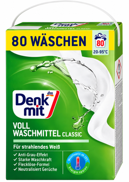 Пральний порошок для білих і світлих речей Denkmit Vollwaschmittel Classic, 5,2 кг &mdash; 80 прань SH-0399 фото