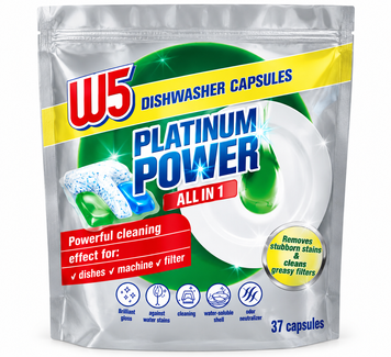 Капсули для посудомийної машини W5 Platinum Power All in 1, 37 шт SH-0499 фото